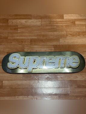 Supreme Metallic Gold Skateboard Deck with White Logo